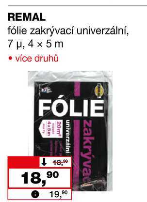 REMAL fólie zakrývací univerzální, 7 μ, 4 x 5 m