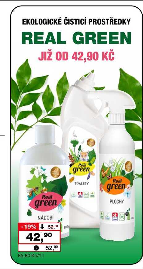 EKOLOGICKÉ ČISTICÍ PROSTŘEDKY REAL GREEN 