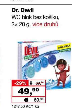 Dr. Devil WC blok bez košíku, 2x 20 g