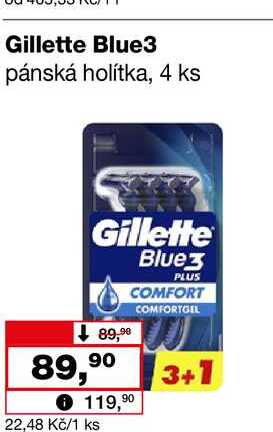 Gillette Blue3 pánská holítka, 4 ks 