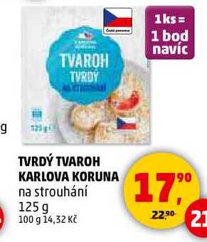 TVRDÝ TVAROH KARLOVA KORUNA na strouhání, 125 g 