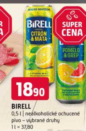Birell 0,5l nealkoholické ochucené pivo vybrané druhy 