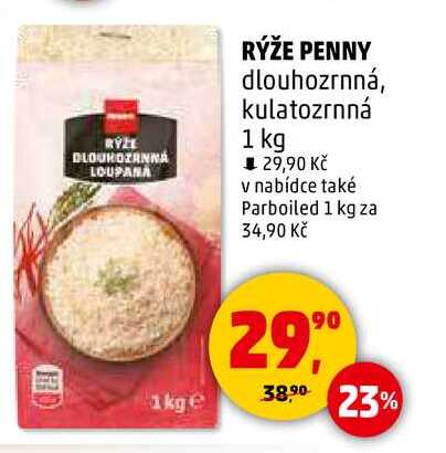 RÝŽE PENNY dlouhozrnná, kulatozrnná, 1 kg 