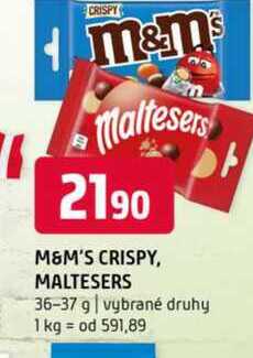 M&M'S crispy maltesers 36-37 g vybrané druhy