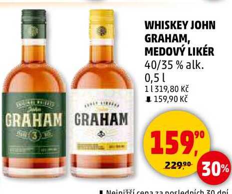WHISKEY JOHN GRAHAM, MEDOVÝ LIKÉR 40/35% alk., 0,5 l