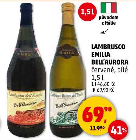 LAMBRUSCO EMILIA BELL'AURORA červené, 1,5 l 