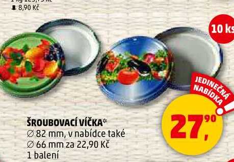 ŠROUBOVACÍ VÍČKA průměr 82 mm, 1 balení