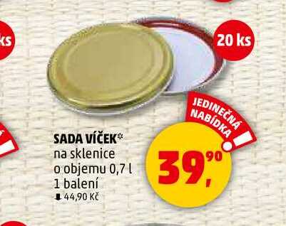 SADA VÍČEK na sklenice o objemu 0,7, 1 balení  