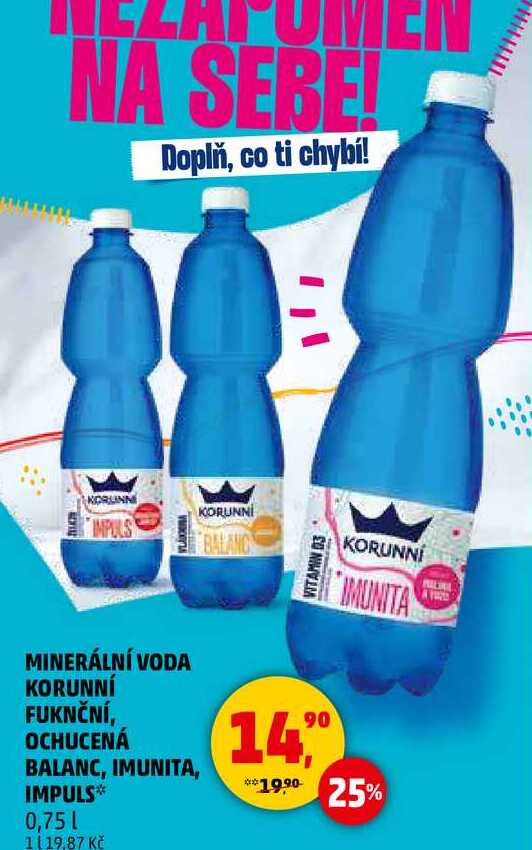 MINERÁLNÍ VODA KORUNNÍ FUKNČNÍ, OCHUCENÁ BALANC, 0,75 l 