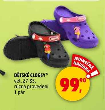 DĚTSKÉ CLOGSY vel. 27-35, různá provedení, 1 pár 
