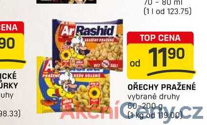 OŘECHY PRAŽENÉ vybrané druhy 60-200 g 