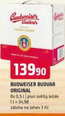 Budweiser Budvar B:Original Pivo světlý ležák 8 x 0,5l