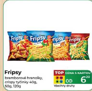 Fripsy bramborové hranolky, crispy tyčinky 40g, 50g, 120g 