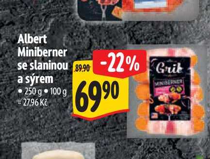 Albert Miniberner se slaninou  a sýrem 250 g  