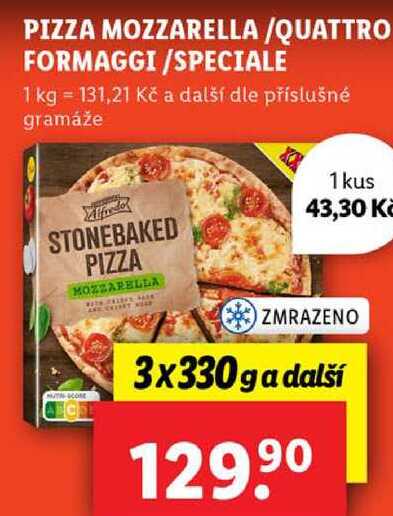 PIZZA MOZZARELLA/QUATTRO FORMAGGI /SPECIALE, 3x 330 g a další