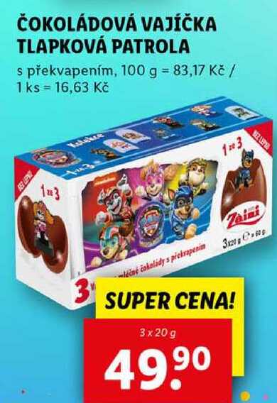 ČOKOLÁDOVÁ VAJÍČKA TLAPKOVÁ PATROLA, 3x 20 g