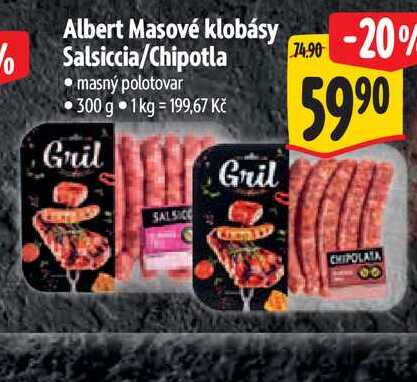 Albert Masové klobásy Salsiccia/Chipotla 300 g