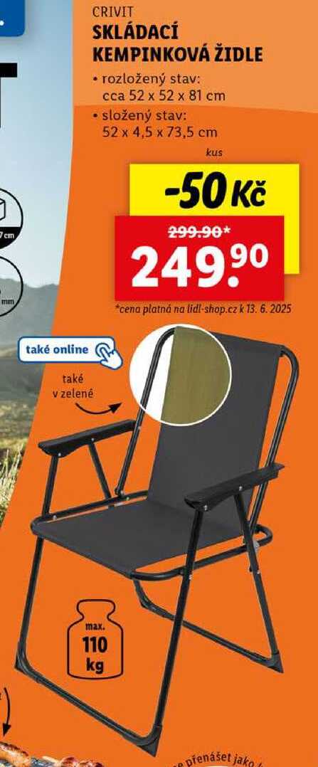 SKLÁDACÍ KEMPINKOVÁ ŽIDLE 