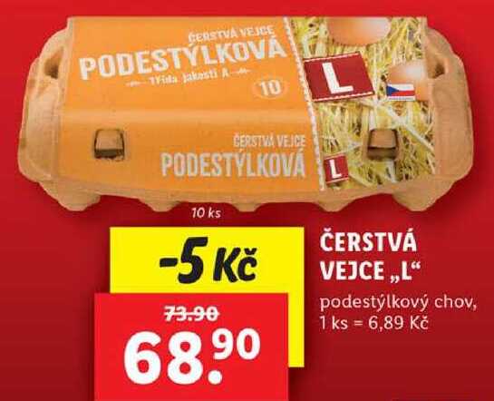 ČERSTVÁ VEJCE ,,L“ podestýlkový chov, 10 ks