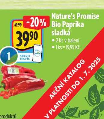  Nature's Promise Bio Paprika  sladká 2 ks