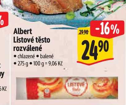   Albert Listové těsto rozválené  275 g