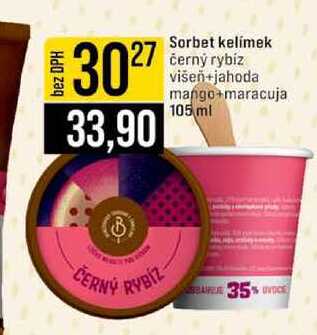 Sorbet kelímek černý rybíz višeň+jahoda mango+maracuja 105 ml 