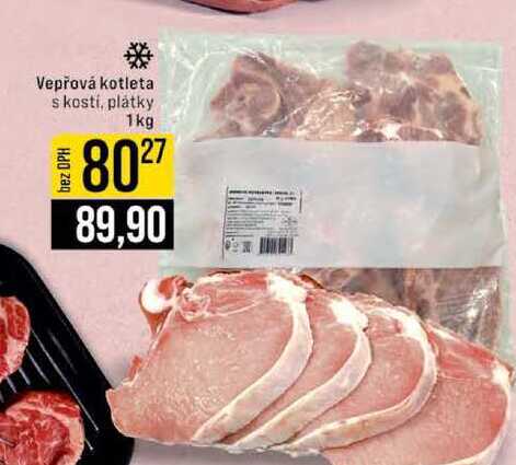 Vepřová kotleta s kosti, plátky 1kg