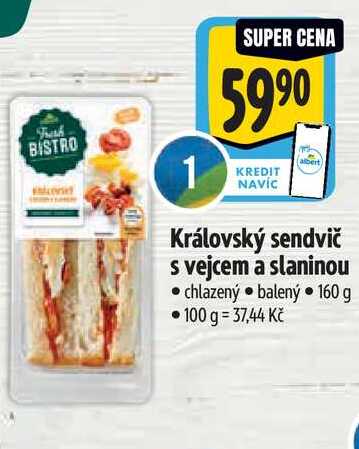  Královský sendvič s vejcem a slaninou  160 g