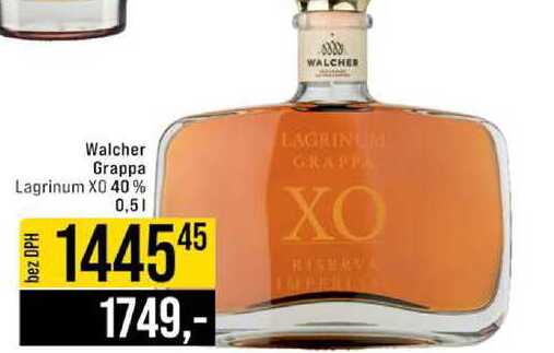 Walcher Grappa Lagrinum XO 40% 0,5l