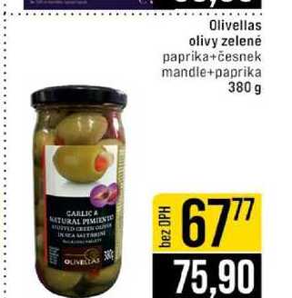 Olivellas olivy zelené paprika+česnek mandle+paprika 380 g 