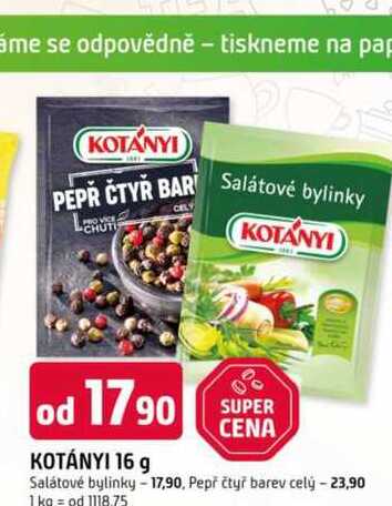 Kotányi Pepř čtyřbarevný celý 16g