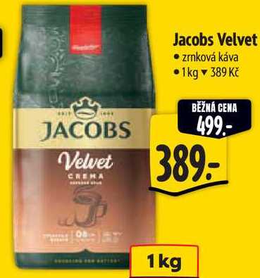 Jacobs Velvet zrnková káva, 1 kg