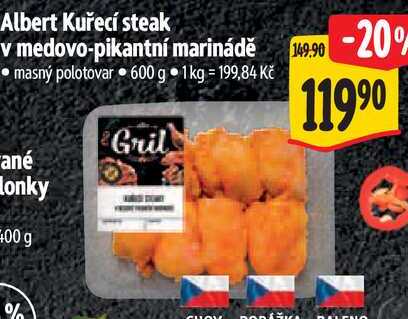 Albert Kuřecí steak v medovo-pikantní marinádě, 600 g