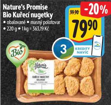 Nature's Promise Bio Kuřecí nugetky, 220 g
