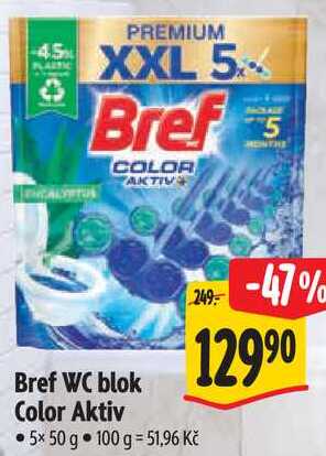Bref WC blok Color Aktiv, 5x 50 g 