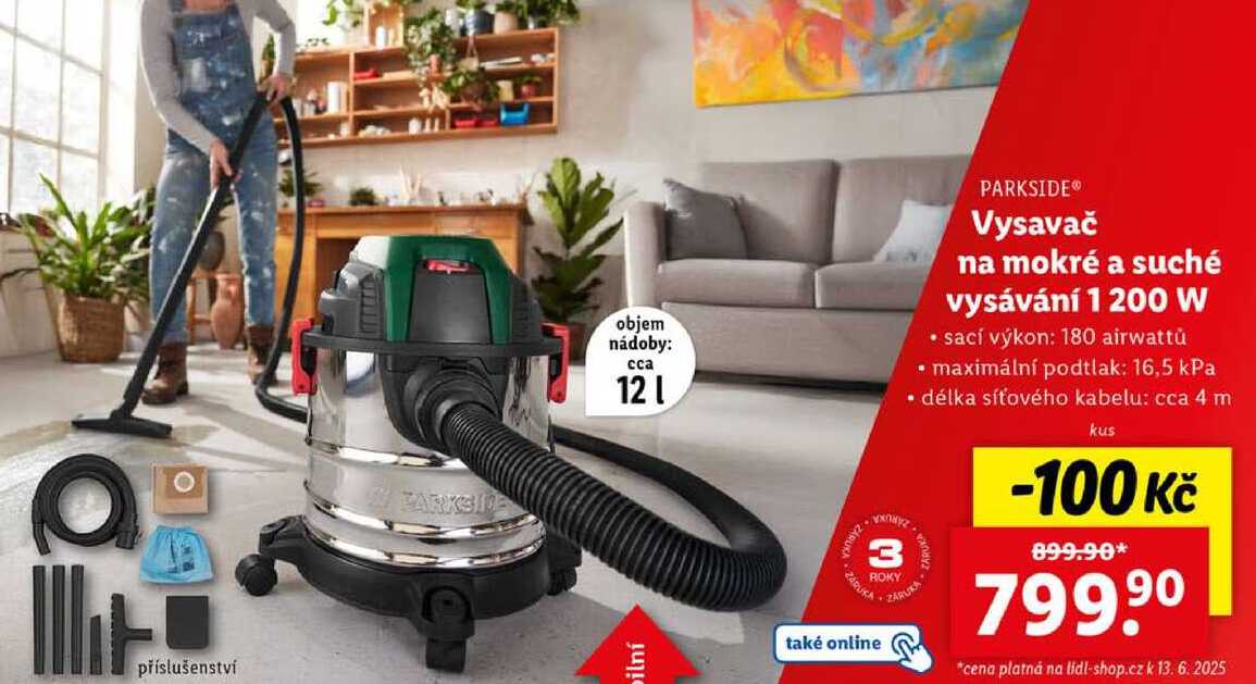 Vysavač na mokré a suché vysávání 1 200 W 