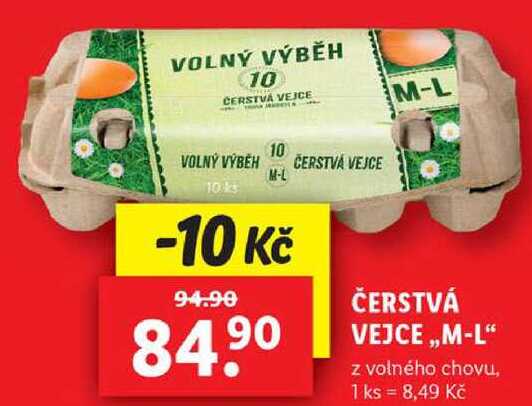 ČERSTVÁ VEJCE ,,M-L" z volného chovu, 10 ks