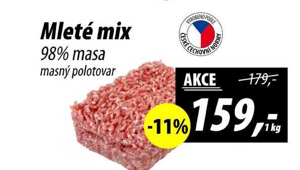Mleté mix 98% masa masný polotovar, 1 kg