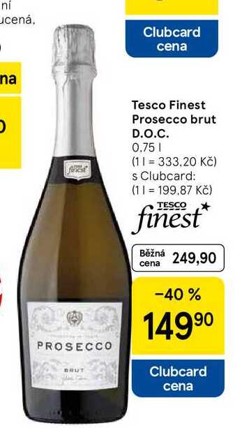 Tesco Finest Prosecco brut D.O.C., 0.75 l