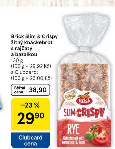 Brick Slim & Crispy žitný knäckebrot s rajčaty a bazalkou, 130 g 
