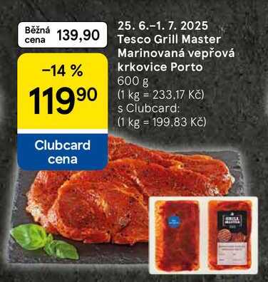 Tesco Grill Master Marinovaná vepřová krkovice Porto, 600 g  