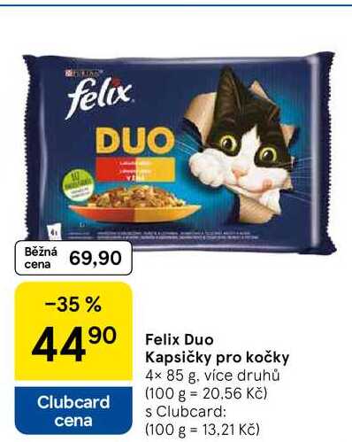 Felix Duo Kapsičky pro kočky, 4× 85 g, více druhů 