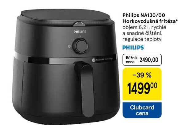 Philips NA130/00 Horkovzdušná fritéza, objem 6.2 l, rychlé a snadné čištění, regulace teploty  