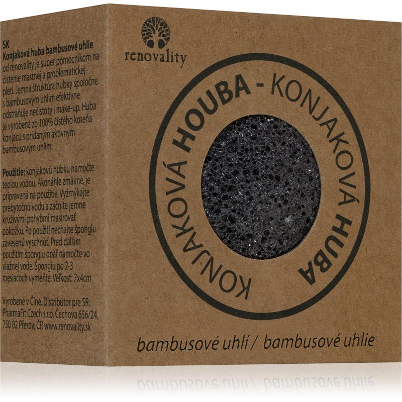 Renovality Konjaková houba bambusové uhlí čisticí houbička pro problematickou pleť 7x4 cm