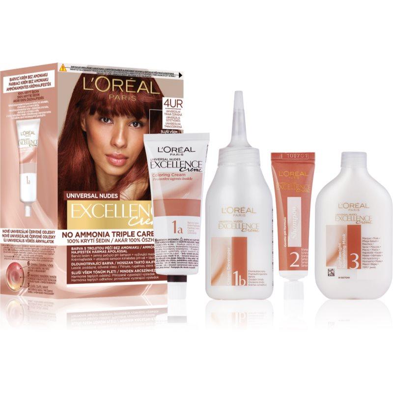 L’Oréal Paris Excellence Universal Nudes permanentní barva na vlasy odstín 4UR Universal Dark Red 1 ks