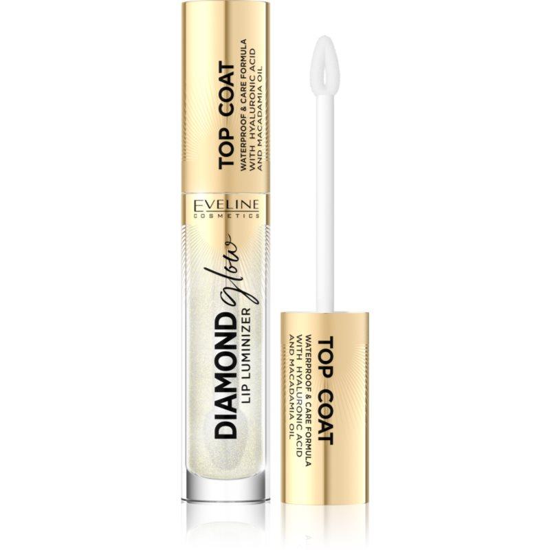 Eveline Cosmetics Diamond Glow třpytivý lesk na rty s kyselinou hyaluronovou odstín 12 Top Coat 4.5 ml