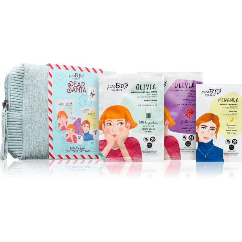 puroBIO Cosmetics Dear Santa Love Your Oily Skin sada pleťových masek pro mastnou a smíšenou pleť