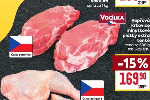 Vepřová krkovice minutkové plátky extra tenké cena za 600 g 
