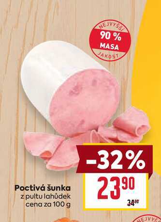 Poctivá šunka z pultu lahůdek cena za 100 g