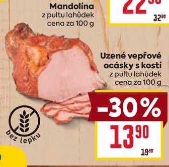 Uzené vepřové ocásky s kostí z pultu lahůdek cena za 100 g 
